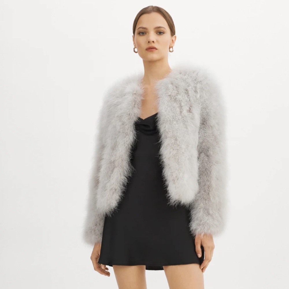 Lamarque Gray Faux Fur Jacket